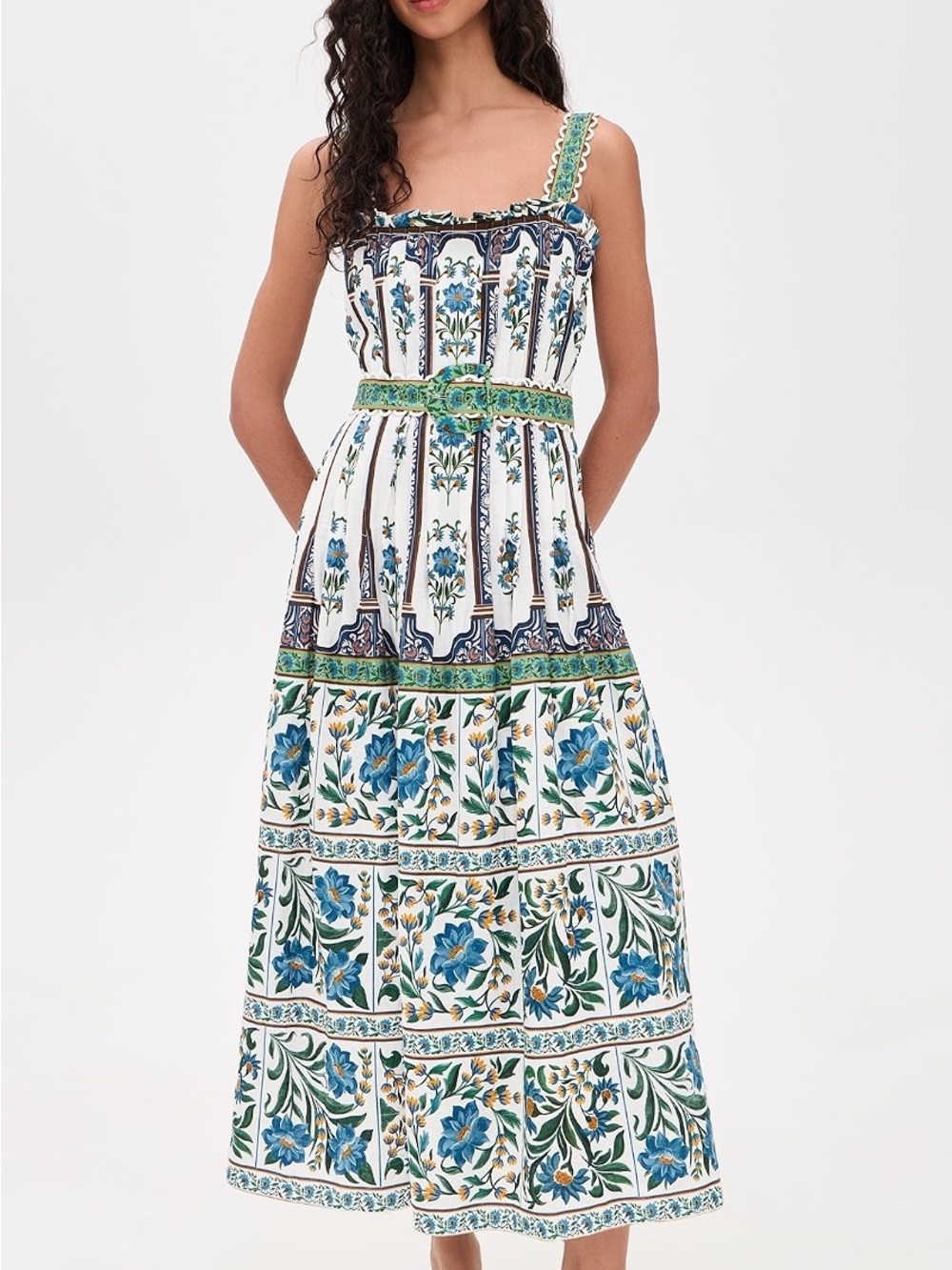 Manoela Off White Sleeveless Belt Maxi Dress